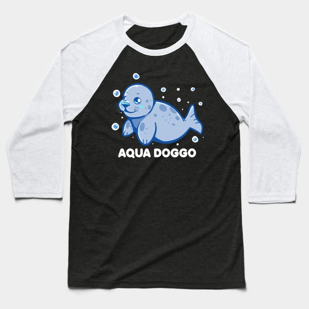 Aqua Doggo - Funny Seal Baseball T-Shirt by TechraNova